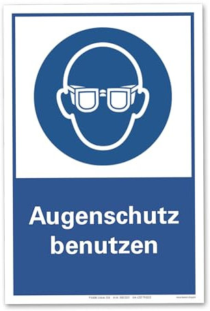 BUEWA Augenschutz Schild 20x30 cm, Blau, Einheitsgröße, Wandmontage, Warnung, Schild, simplistisch