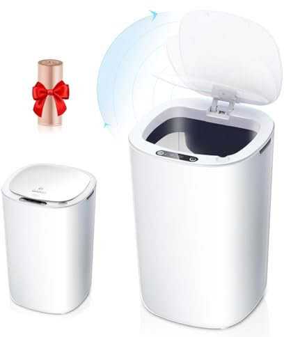 Cubo de Basura Automático con Sensor de Movimiento Cubo de Basura Inteligente Papelera Baño con Tapa Extraible Blanca Smart Oficina con Bolsas Incluidas 9L Capacidad Trash Can
