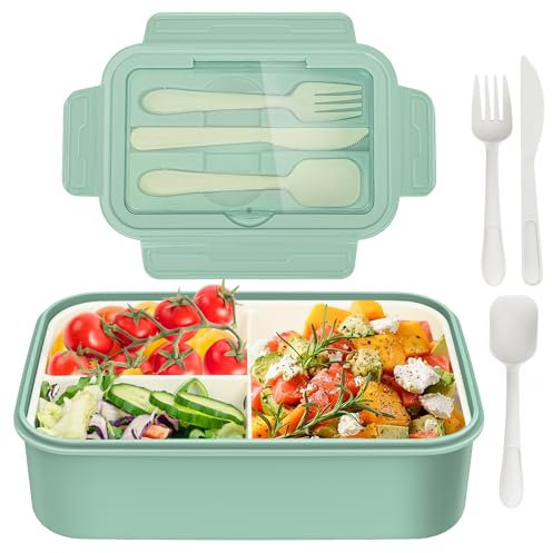 waabose Brotdose Kinder mit Fächern, 1400ml Bento Box Kinder, Lunchbox Kinder Auslaufsicher Vesperdose Mit 3 Fächer,BPA-Frei Brotbox für Mädchen & Jungen, Lunch box für Schule, Picknick, Büro
