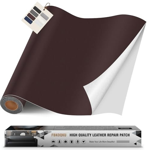 Leder kunstleder selbstklebend, 40 x 200cm leder reparatur set, Leder Reparatur Kit für Möbel, Sofa, Autositze, Taschen, Leder Reparatur und Renovierung(Glatt Dunkelbraun)