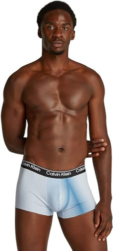 Calvin Klein Uomo Pantaloncino Boxer Low Rise con Fascia con Logo, Blu (Palm Leaf Stripe_Light Blue), L