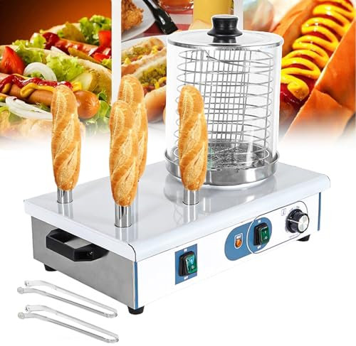 forplubossmmp Hot Dog Steamer & Bun Warmer, Electric Sausage Grill Cooker, Food Steamers with 2/4 Heating Aluminum Rod, Bread Heater Sausage Warmer For Commercial or Home Use 50-200℃,4-stick
