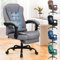 ALFORDSON Ergonomischer Bürostuhl mit Massagefunktion, Fußstütze und 150°-Neigung, Samt-Chefsessel mit SGS-Gasdruckfeder, drehbarer Gaming-Stuhl für Computer-, Leinen, Gray