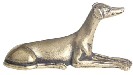 DUOLAIYUNSO Bronze-Statue, 5,5 x 2,7 cm, Vintage-Stil, massives Messing, Windhund, Hund, Schreibtisch-Ornamente, Tierfiguren, Miniaturen, Heimdekoration