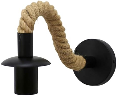 Soporte De Luz De Pared Vintage Apliques Industriales De Cuerda Base De Lámpara Para Pasillo (Sin Bombilla) 28x10 Cm Lámpara De Pared De Cuerda Vintage Apliques De Luz Para Cocina Soporte De Lámpara D