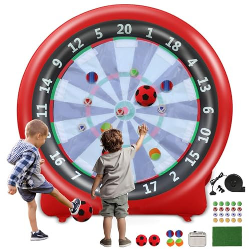 Riesen Fussball Dartboard Aufblasbare Fußball Darts Brett Bälle für Sport im Freien, Aufblasbares riesiges Dartboard, Golf Darts Kick Darts, Chipping Matte, Giant Dart Board Target Yard Spiele