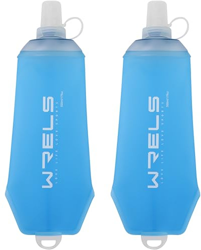 WRELS Pack de 2 Flasque Running 500ml-Gourde Running Souple avec Anneau de Suspension,Bouteille D'eau Pliable sans BPA pour Course à Pied, Trail