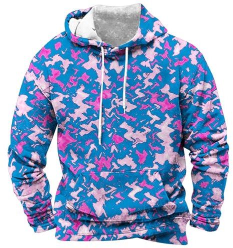 JUZILO Herren Camouflage Sweatshirts Winter Pullover Hoodie Kapuzenpullover Mode Bequem Casual Farbblock Pulli Mit Taschen