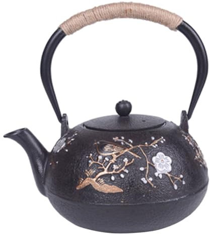 Cabilock Tetera De Hierro Decoración Para Oficina Tetera Con Revestimiento Esmaltado Té Japonés Gongfu Tetera China Tetera Japonesa Gongfu Tetera Antigua Tetera De Escritorio Black Planchar