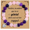 CheersLife Bracelet Pierre Naturelle Femme Bracelet Femme Cadeaux Noel Cadeau Anniversaire pour Maman Mamie Fille Soeur Amie avec Pendentif en Cœur (Rose Violet)