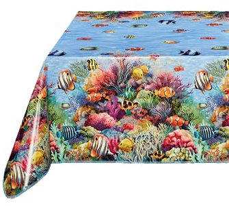 Wachstuch Tischdecke 110 x 140cm, Wachstischdecke abwaschbar, Wachstuchtischdecke wasserabweisend (Fische 11A)
