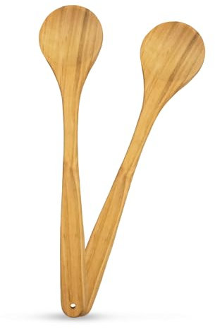 SOHFA Set of 2 Round Cooking Spoons Made of Cherry Wood - Made in Germany | 30 cm Round Cooking Spoon with Hanging Hole | Wooden Kitchen Utensil for Cooking