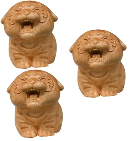 Cabilock 3St süße Tigerverzierung bürodeko büro Dekoration Desk Decoration Schreibtischdekoration Animal Figures Mini ästhetisch Haustier Tigerdekor aus Holz Tigerdekoration aus Holz Thuja