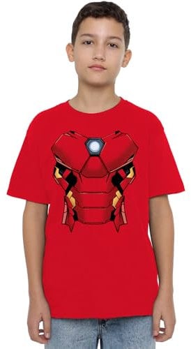 Iron Man Boys Costume Unisex Kids T-Shirt, Red, 5-6 Years UK