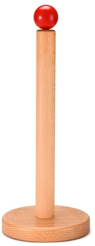 Porte-essuie-tout en bois (boule rouge)