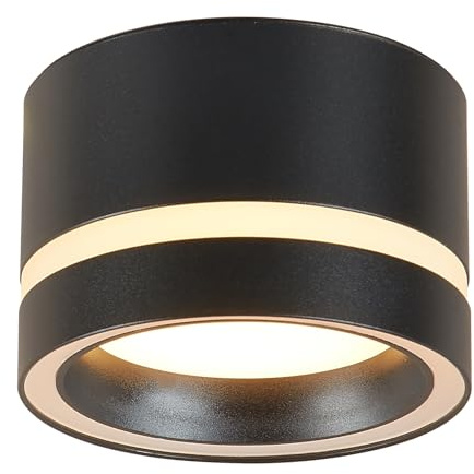 HCFEI LED Aufbauspots IP44 - Ø85*55mm Deckenspots - 6W 600LM GX53 LED Aufbaustrahler - Aluminium Aufputz 230V Aufbauleuchte Deckenlampe für Bad Badezimmer (Schwarz 4000k 1 Stück)