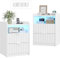mojiasion Nachttisch 2er Set weiß mit USB-Ladestation & LED-Beleuchtung – 2 Schubladen + 1 Fach – Moderner Nachtschrank Weiss-Set als Beistelltisch/Couchtisch für Schlafzimmer & Wohnzimmer