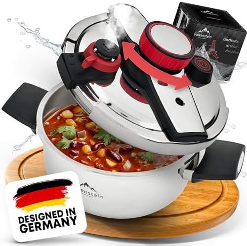 𝐅𝐚𝐥𝐤𝐞𝐧𝐬𝐭𝐞𝐢𝐧 Schnellkochtopf 4l [𝐕𝐚𝐫𝐢𝐚𝐧𝐭𝐞 𝐨𝐡𝐧𝐞 𝐆𝐚𝐫𝐤𝐨𝐫𝐛], geeignet für alle Herdarten > Pressure Cooker mit Kochzeitsignal | Dampfkochtopf mit 2 Kochstufen