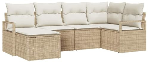 vidaXL Sofa Set mit Kissen 8 pcs Beige und Creme Poly-Rattan, Garten und Terrasse, rechteckige modulare Couchgarnitur, leicht, UV-beständig, mit Stauraum, für deinen Patio