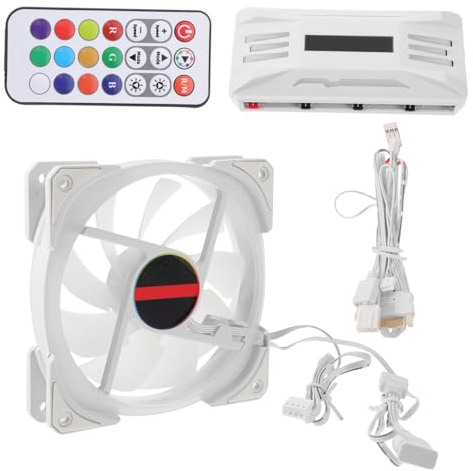 ROMISBABA Ventilateur PC Rgb Double Anneau avec Éclairage Argb Refroidisseur CPU et Boîtier Blanc pour Ordinateur de Bureau Lot Contrôleur