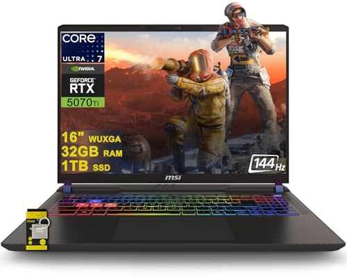msi Vector 16 HX AI Gaming Laptop 16 QHD+ IPS 240Hz Intel 20-core Ultra 7 255HX (>i9-14900HX) 32GB DDR5 1TB SSD GeForce RTX 5070 Ti RGB Backlit Thunderbolt5 Win11 ICP Hub w/Copilot AI PC