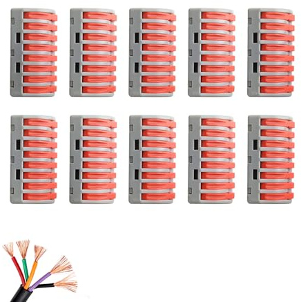 Pevlkawr 10 Stück Kabelverbinder Mit Hebel 8-port Lüsterklemmen Verbindungsklemme Lüsterklemmen Kabelverbinder Verbindungsklemme Kabelklemmen Elektro Für Haushalt Industrie