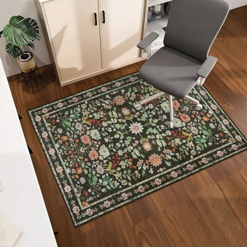 Homcomodar Office Chair Mat for Hardwood Floor 90x120cm Black Floor Protector for Office Chair Gaming Chair Mat Non-Slip Office Floor Mat for Hard Wooden Tile Floors