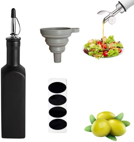 Distributeur d'huile d'olive en céramique opaque pour protéger l'huile et réduire l'oxydation, bouteille d'huile d'olive avec bec verseur lesté – pour une recharge et un nettoyage faciles pour la