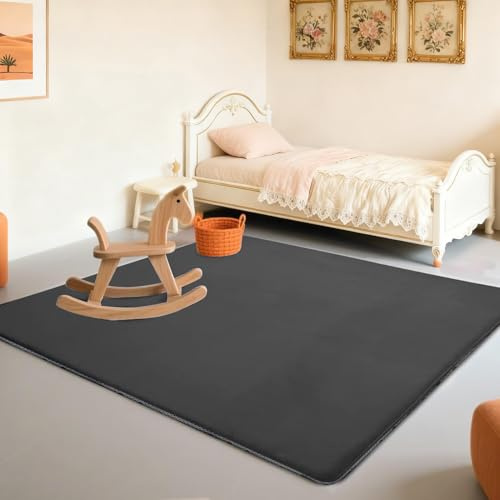 Stqyeiw Spielmatte Baby 180 x 200 cm Dunkelgrau 2cm Dicke Teppich für Kinderzimmer mit Krabbelmatte Baby mit Rutschfester Unterseite Krabbeldecke, Kinderteppich, Spielteppich Kinder, Teppich Baby