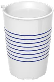 Ornamin Becher mit Antirutsch-Trick Ringe & unauffälligem Trinkaufsatz | Spezialgeschirr für Handicap, Parkinson & Schlaganfall | Barrierefrei, selbstständig trinken für Links- & Rechtshänder | Blau
