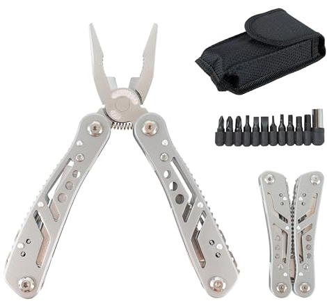 CampSup Multitool 24 in 1 mit Zange & Bitsatz - Multifunktionswerkzeug aus Edelstahl für Heimwerken, Camping & Reparaturen unterwegs