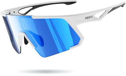 Meayll Fahrradbrille Herren Schnelle Brille Damen | UV400 Sonnenbrille Schutzbrille, TR90 Frame mit Verstellbaren Nasenflügel MTB Sportbrille Laufbrille Sunglasses für Fahrrad Angeln Ebike Laufen