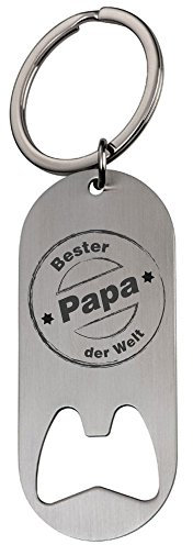 Schlüsselanhänger/Flaschenöffner mit Gravur Bester Papa der Welt 2 - Geschenk - Geschenkidee Vater Weihnachten Vatertag