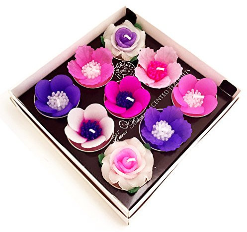9 BOUGIES Chauffe-plat Senteur Big Rose Fleur Violet assortis
