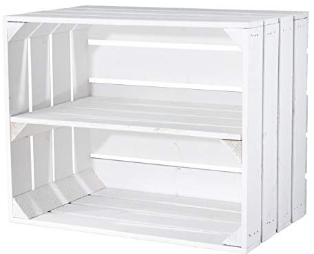 Vintage-Möbel24 GmbH 3er Set Weisse KISTEN FÜR Schuh-UND BÜCHERREGAL 50X40X30CM,Apfelkiste,Obstkisten,Holzkiste,Regal,Holzregal, Schuhregal,Kommode