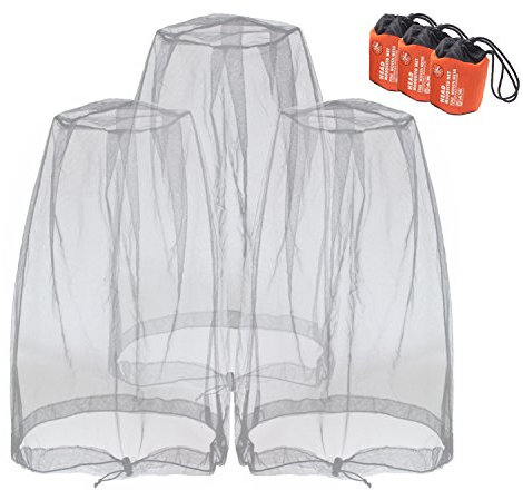 Anvin Moskitokopf-Netz, Mücken-Gesichtsnetz, für Ums, Insekten, Käfer, Mücken, beißende Mücken bei allen Outdoor-Aktivitäten, funktioniert über den meisten Hüten, kommt (3 Stück, grau)