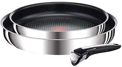 Tefal L918S314 Ingenio Reserve Collection - Juego de 2 sartenes (24 y 28 cm, antiadherentes, acero inoxidable, mango extraíble, para todo tipo de fuegos, incluida inducción)