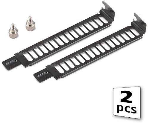 Akasa Steel Vented PCI Slot Cover Bracket | Full Profile Expansion Slot Cover Plate | PC Blanking Plate | Included Screws | 2 pack | Black | AK-MX302