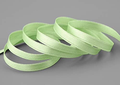 finemark 50 m x 6 mm Satinband LINDGRÜN Grün (136) doppelseitiges Schleifenband aus Satin ohne Draht weich und glänzend Geschenkband Deko Band Double face Dekoband Dekorieren Kordel Basteln