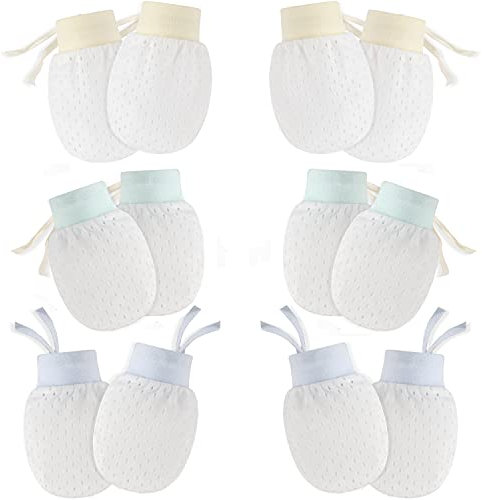 Hifot Neugeborenes Baby Baumwollhandschuhe No Scratch Fäustlinge 6 Paar, Infant Kleinkind Jungen Mädchen Soft Anti Scratch Fäustlinge für Baby Care - süße Pattens