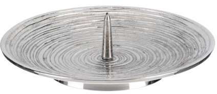 Kerzenteller Spiral Design Messing vernickelt Silber mit Dorn für bis Ø 12 cm Kerzen