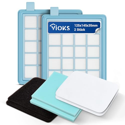 VIOKS Filter Set 2x 4-teilig Ersatz für Philips FC8058/01 432200493801 Philips Hepa Filter für Philips Saugwischer/Filter Philips Staubsauger Beutellos Philips Bodenstaubsauger