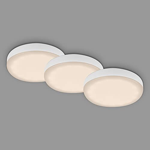 BRILONER Leuchten - 3er Set LED Einbaulampen Badezimmer rahmenlos, LED Einbaustrahler Bad, Einbauspots IP44, warmweiße Farbtemperatur, 3W, 350 lm, 75 mm, weiß 7061-036