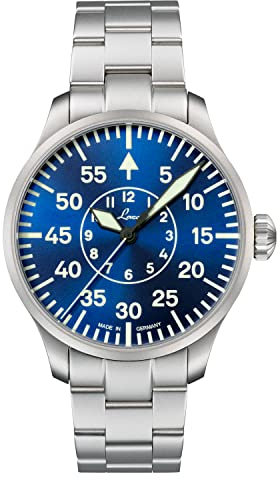 Laco Fliegeruhr, Automatikuhr, Edelstahlgehäuse, Saphirglas, 5 bar, Made in Germany