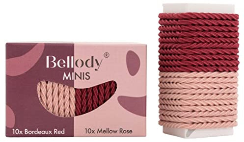 Bellody® Minis - Kleine Mini Haargummis für stylische Flechtfrisuren & kleine Zöpfe (20 Stück - Rose/Rot) - Damen Haargummis in verschiedenen Farben