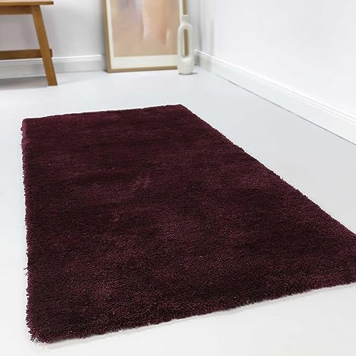 Wecon Home relaxx Hochflorteppich, 200 x 290 cm, Bordeaux rot | kuschelig weicher Hochflor Teppich, bestens geeignet fürs Wohnzimmer, Schlafzimmer und Kinderzimmer