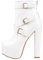 Only maker Damen Plateau Stiefeletten Chunky Ankle Boots Warm Gefüttert Reißverschluss Verziert Riemen Schnallen Lederimitat Weiß 45 EU