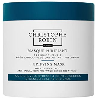 Christophe Robin Purifying Mask with Thermal Mud 250ml – Deep Cleansing Scalp Detox, Soothes Irritation, Removes Impurities, Balances Oil, Nourishes & Revitalizes Hair