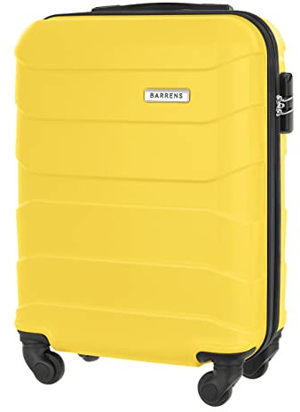 BARRENS Handgepäck Koffer Trolleys 55x40x20 cm Reisekoffer Hartschalenkoffer Cabin Size Suitcase Carry On Luggage Kabinenkoffer mit 4 Rädern Zahlenschloss Teleskopgriff Groß und Leicht (Gelb)