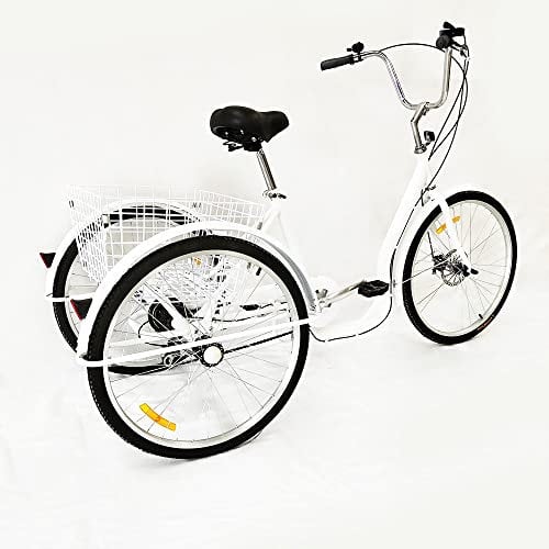 Dreirad für Erwachsene 26 Zoll, 3 Rad Fahrrad mit Shimano Post-Übertragung, 6-Gang-Fahrrad mit EinkaufskorbTrike Cruiser für Erwachsene und ältere Menschen